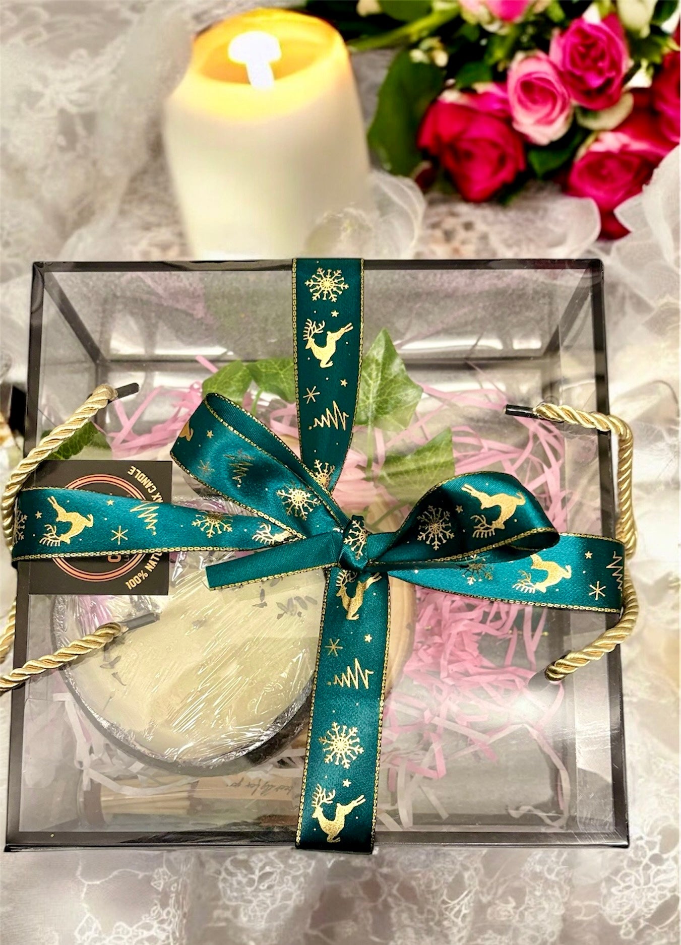 LAVENDER Scented Coco shell candle with wooden slice and bottle of matches!