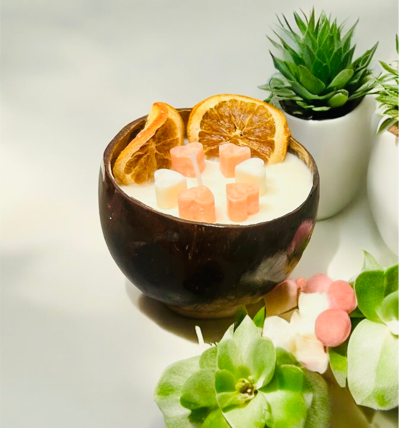 ORANGE Scented Coco shell soy wax candle!