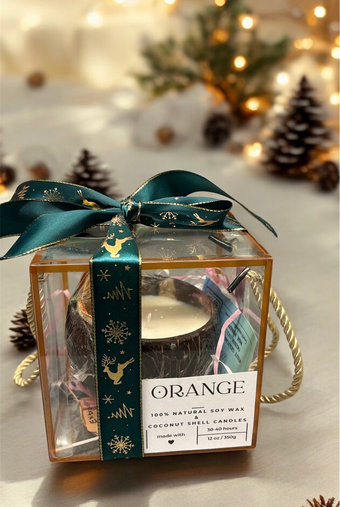 ORANGE Scented Coco shell soy wax candle!