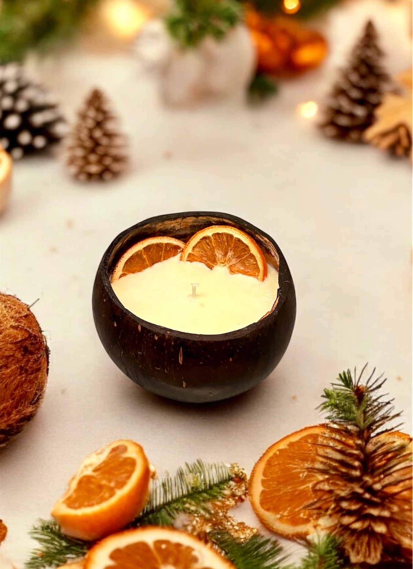 ORANGE Scented Coco shell soy wax candle! CHRISTMAS SPECIAL!