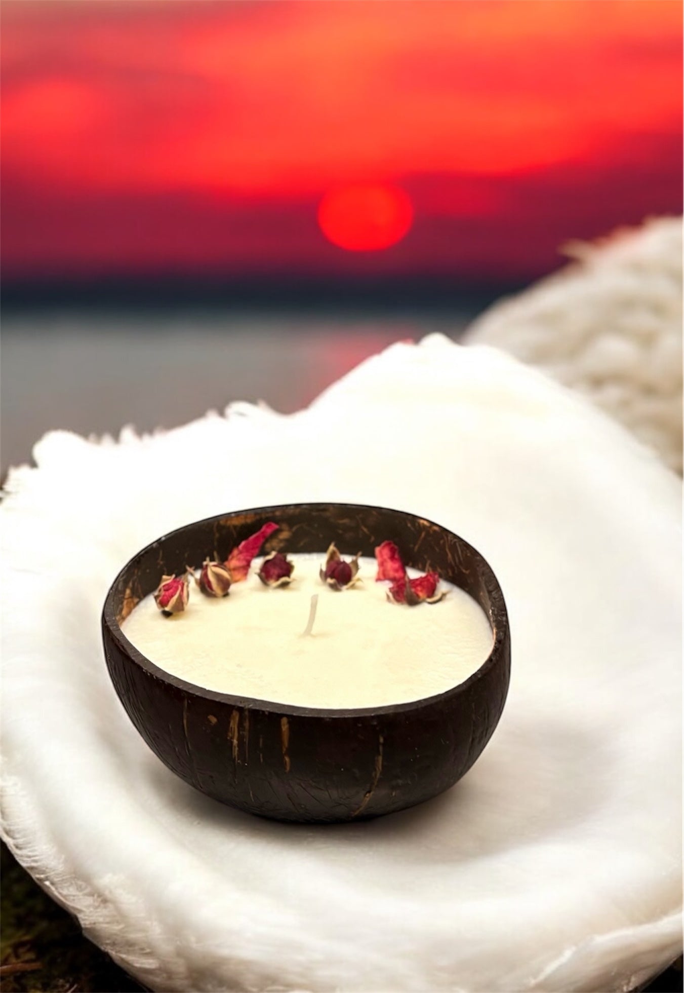 ROSE Scented Coconut Shell Soy Wax Candle!