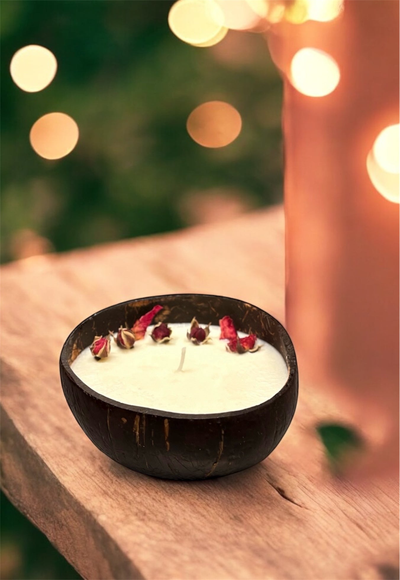 ROSE Scented Coconut Shell Soy Wax Candle!