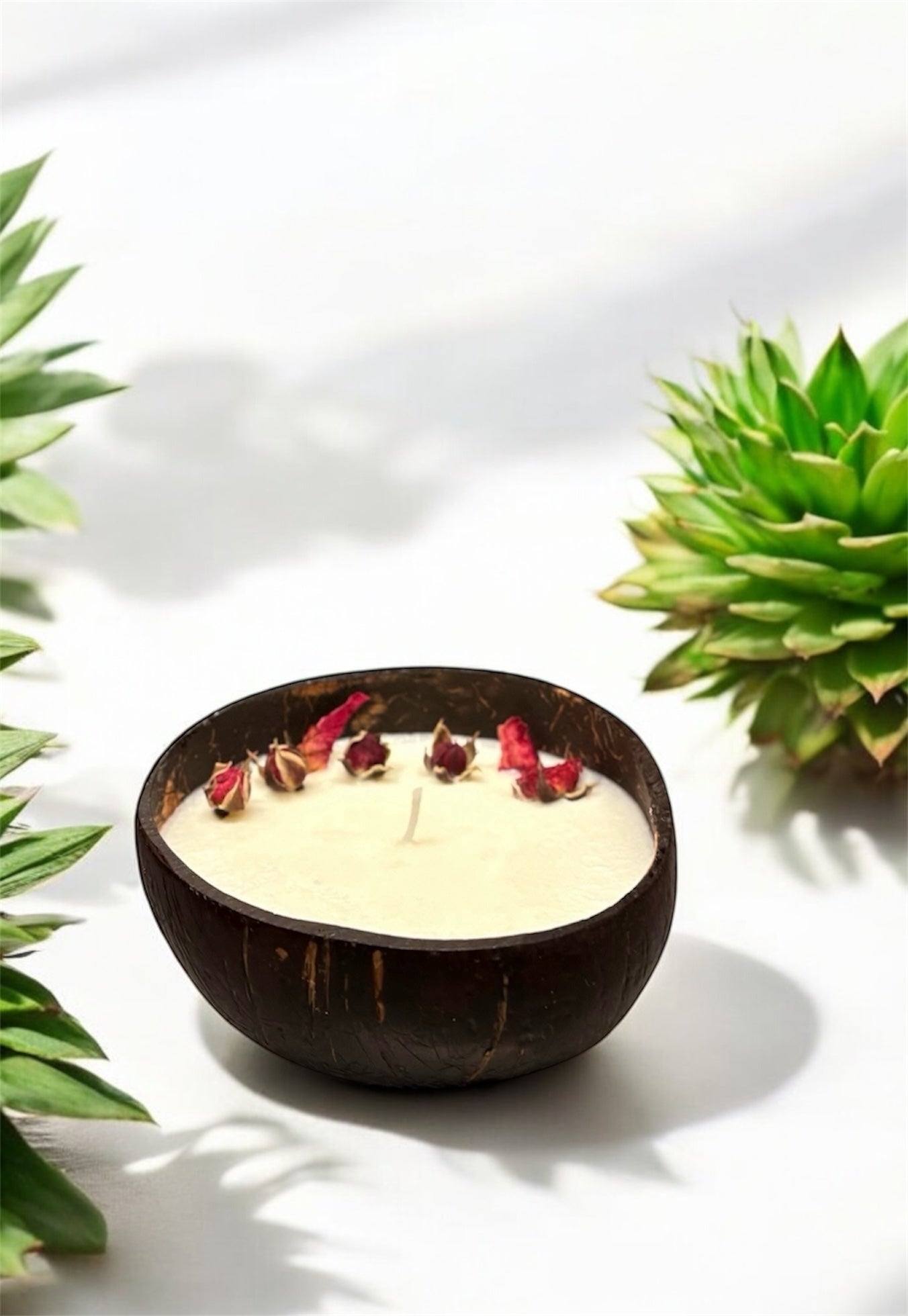 ROSE Scented Coconut Shell Soy Wax Candle!